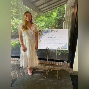 Bella Ella Boutique Moonlight Walk Eyelet MIDI Dress in White, Size Small